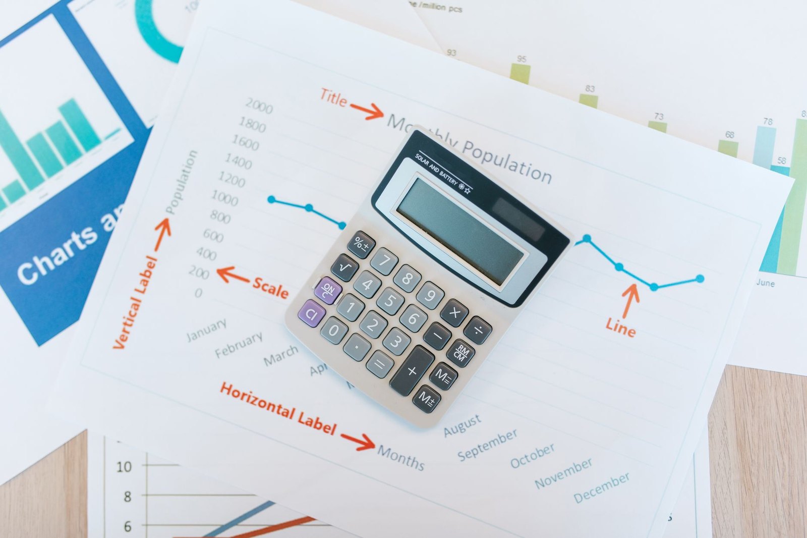 Municipal budget document open on a desk with financial planning charts