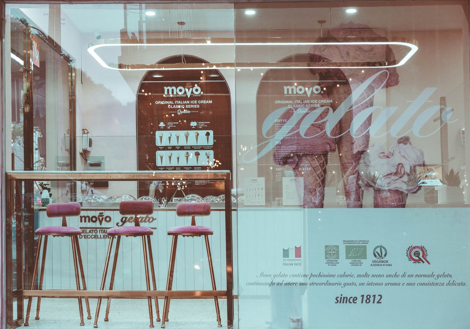 Italian ice shop storefront with walk-up window
