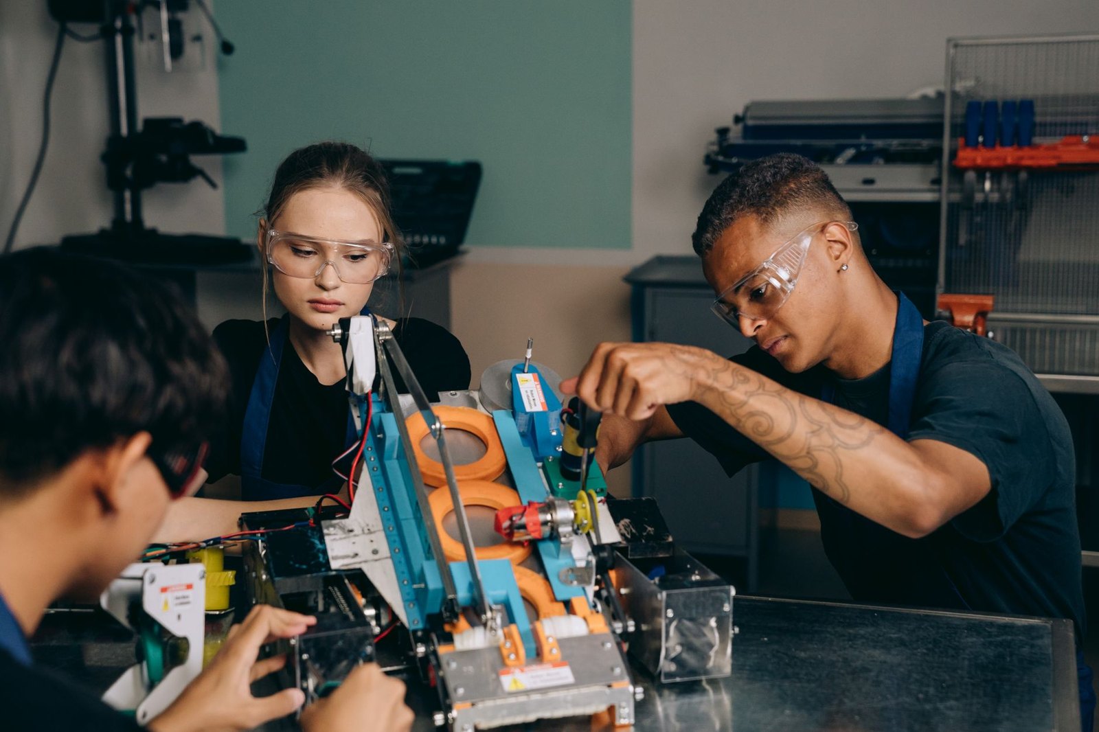 High school students hands-on career technical education lab