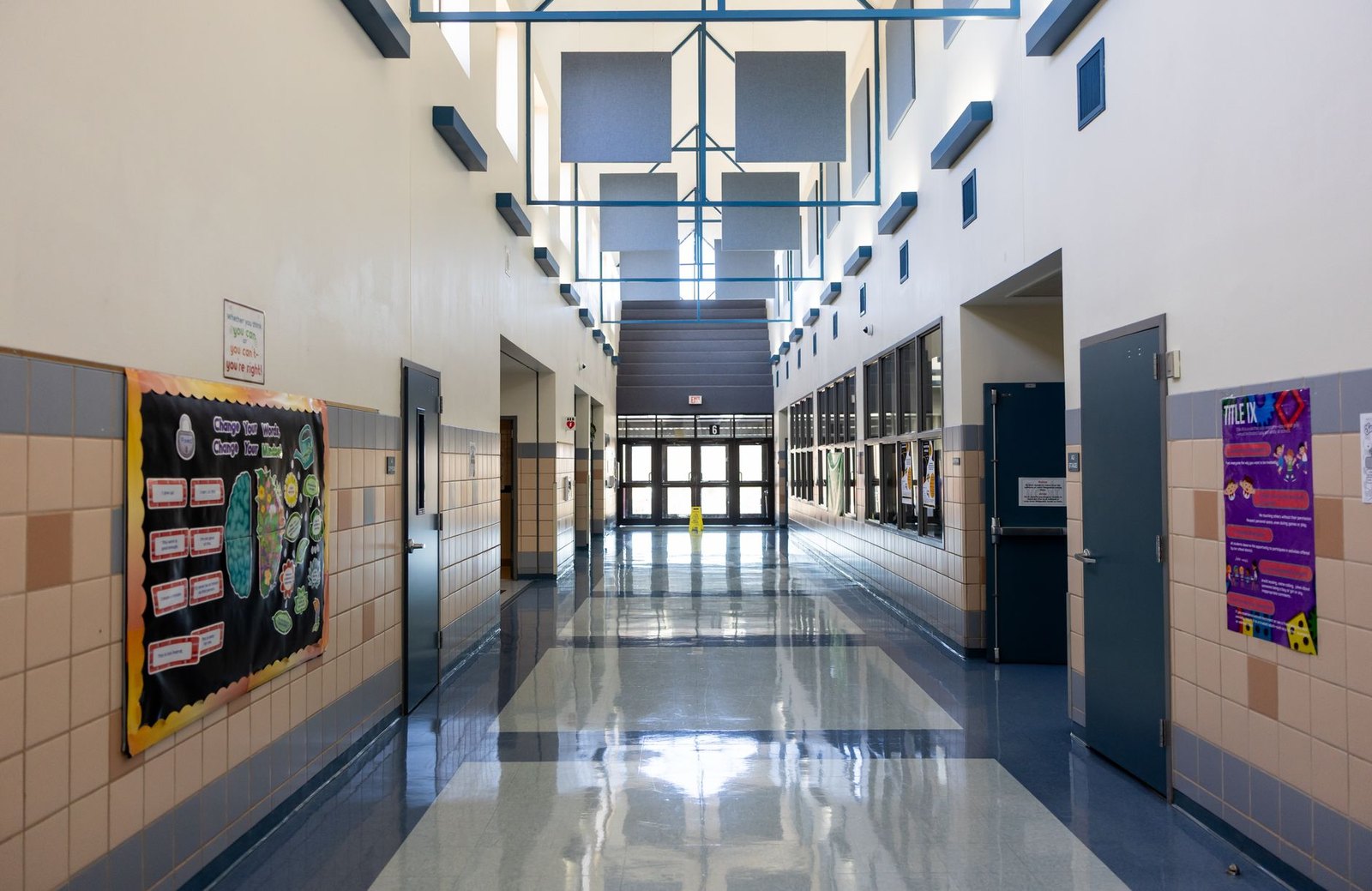 Elementary school hallway empty student holiday