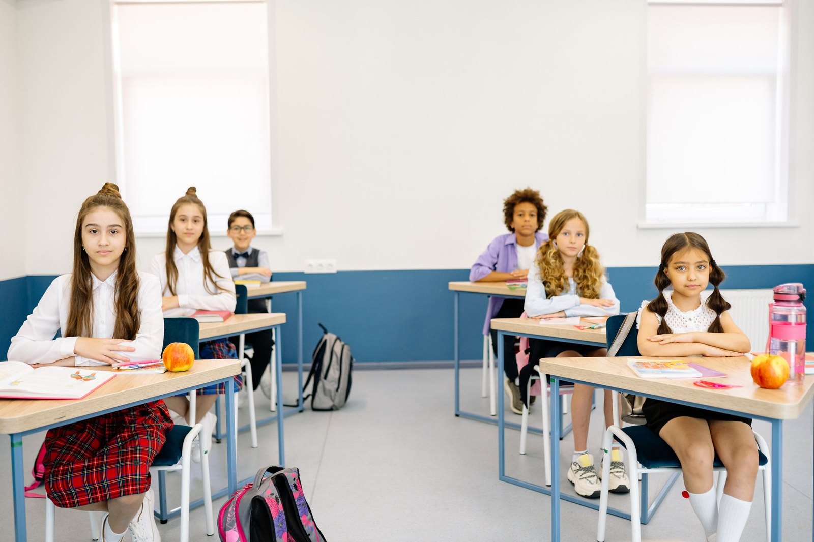 Elementary school classroom students at desks