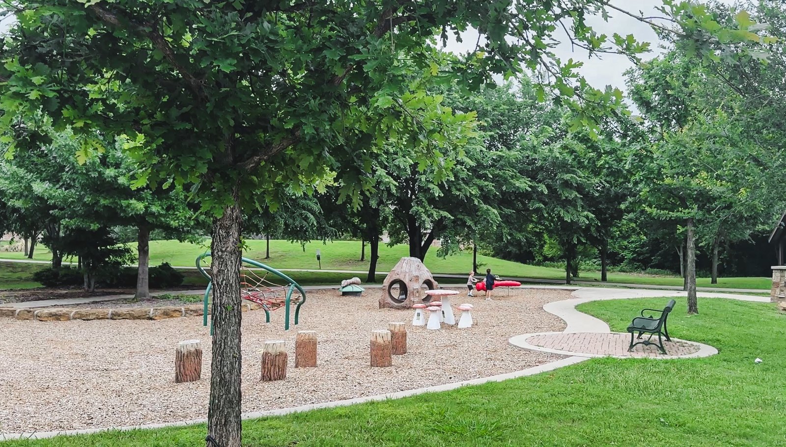 Entrance to Post Oak Park on Flower Mound Road, a community park with playground and trails