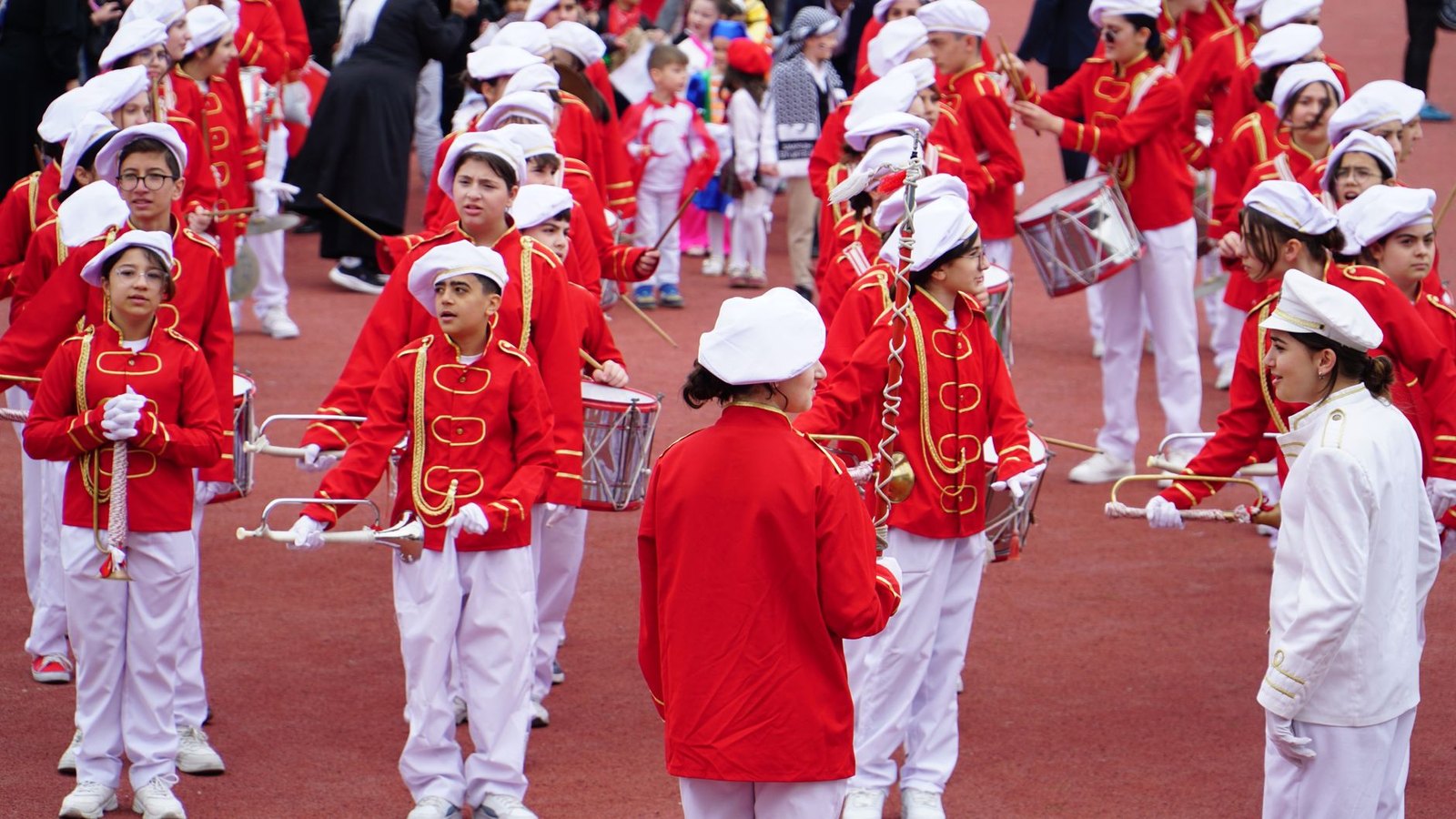 Northwest ISD band students playing brass instruments