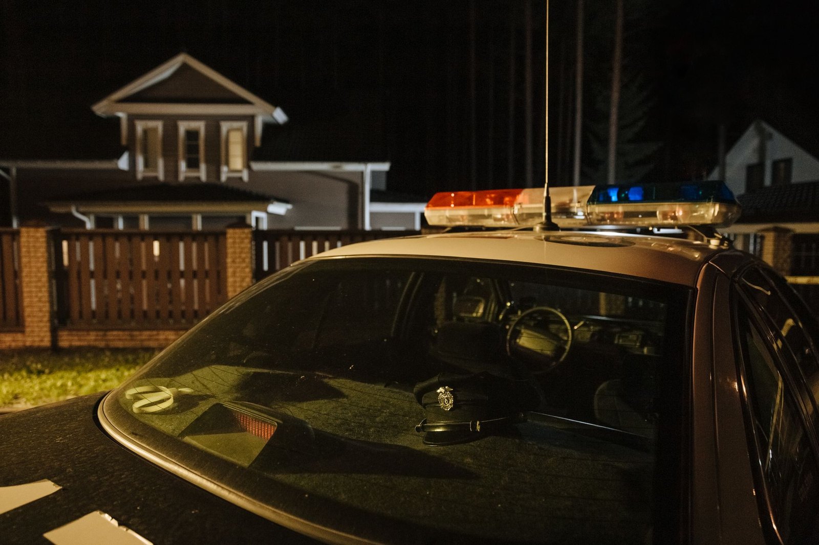 Police vehicle parked outside a residential home in Flower Mound, TX