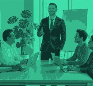 Chris Davidson leading an AI training session in a boardroom